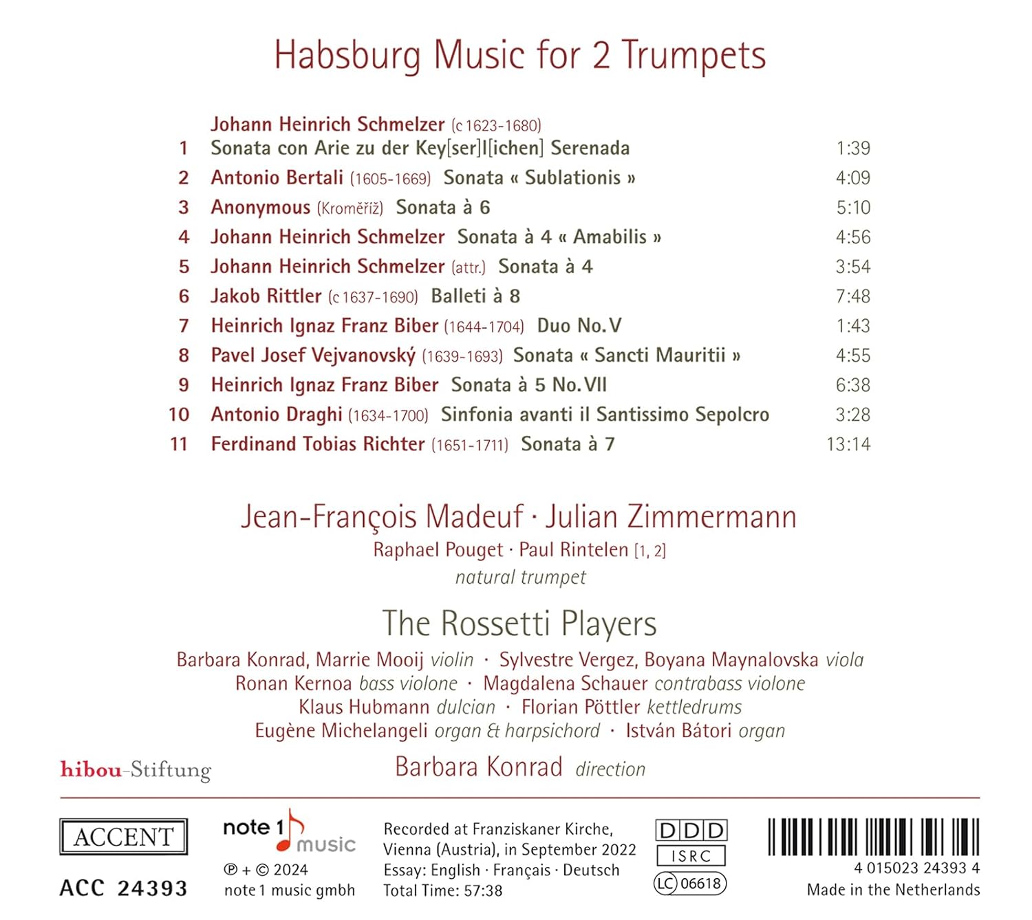 Jean-Francois Madeuf / Julian Zimmermann 두 대의 트럼펫을 위한 합스부르크 제국의 음악 - 슈멜처, 베르탈리, 비버, 리틀러 외 (Habsburg Music For Two Trumpets)