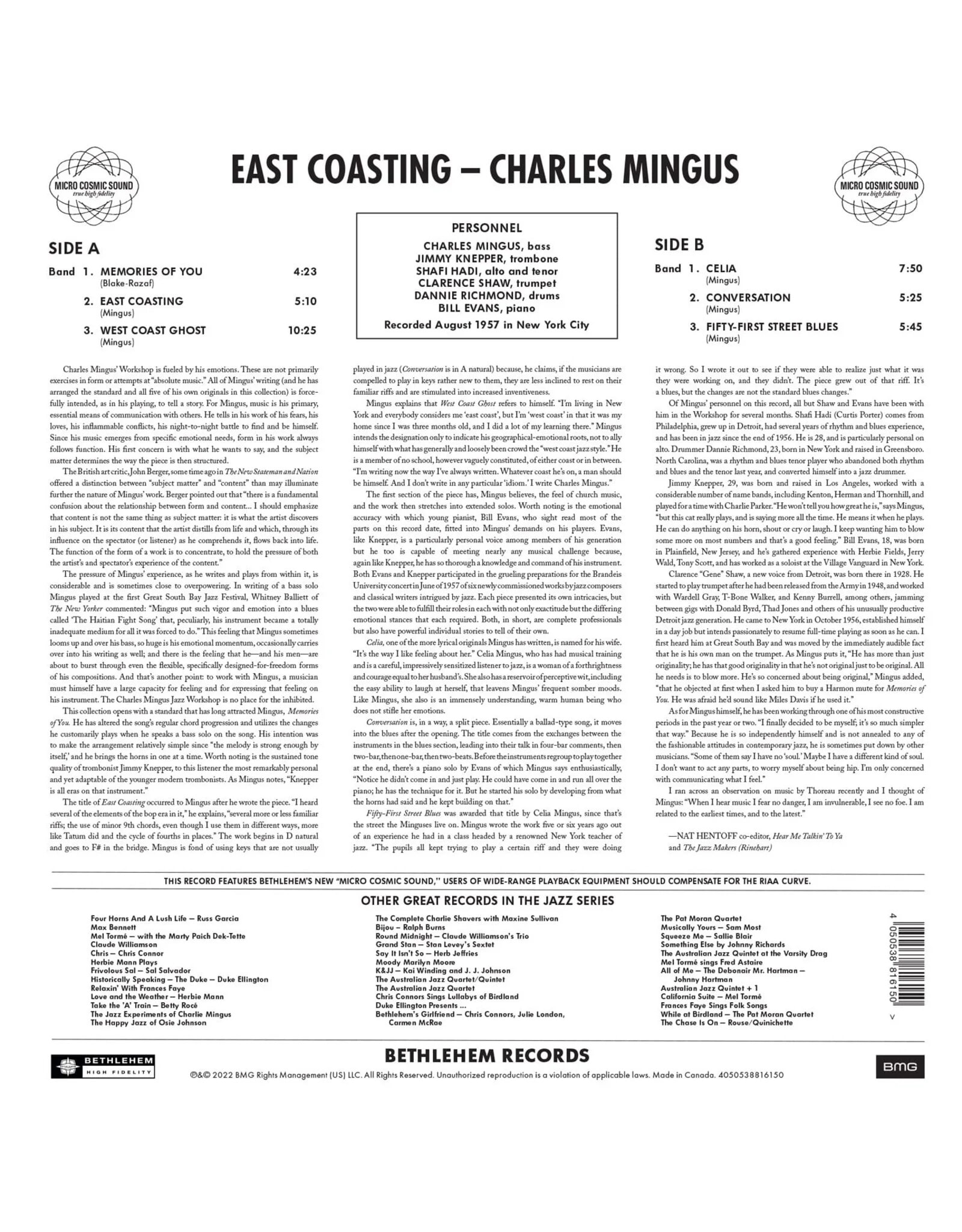 Charles Mingus (찰스 밍거스) - East Coasting By Charles Mingus [LP]
