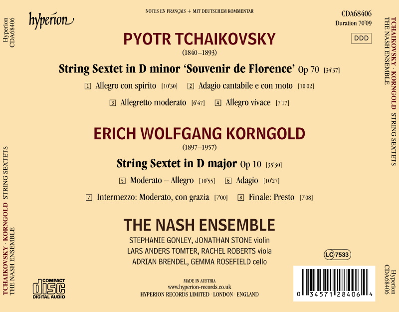 The Nash Ensemble 차이코프스키: 플로렌스의 추억 / 코른골트: 현악 6중주 (Tchaikovsky: Souvenir De Florence / Korngold: String Sextet) 
