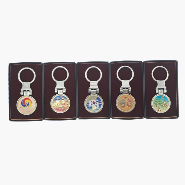 한국전통 금장,자개 열쇠고리 5종 세트 풀턴방식 키링 외국인선물 기념품 