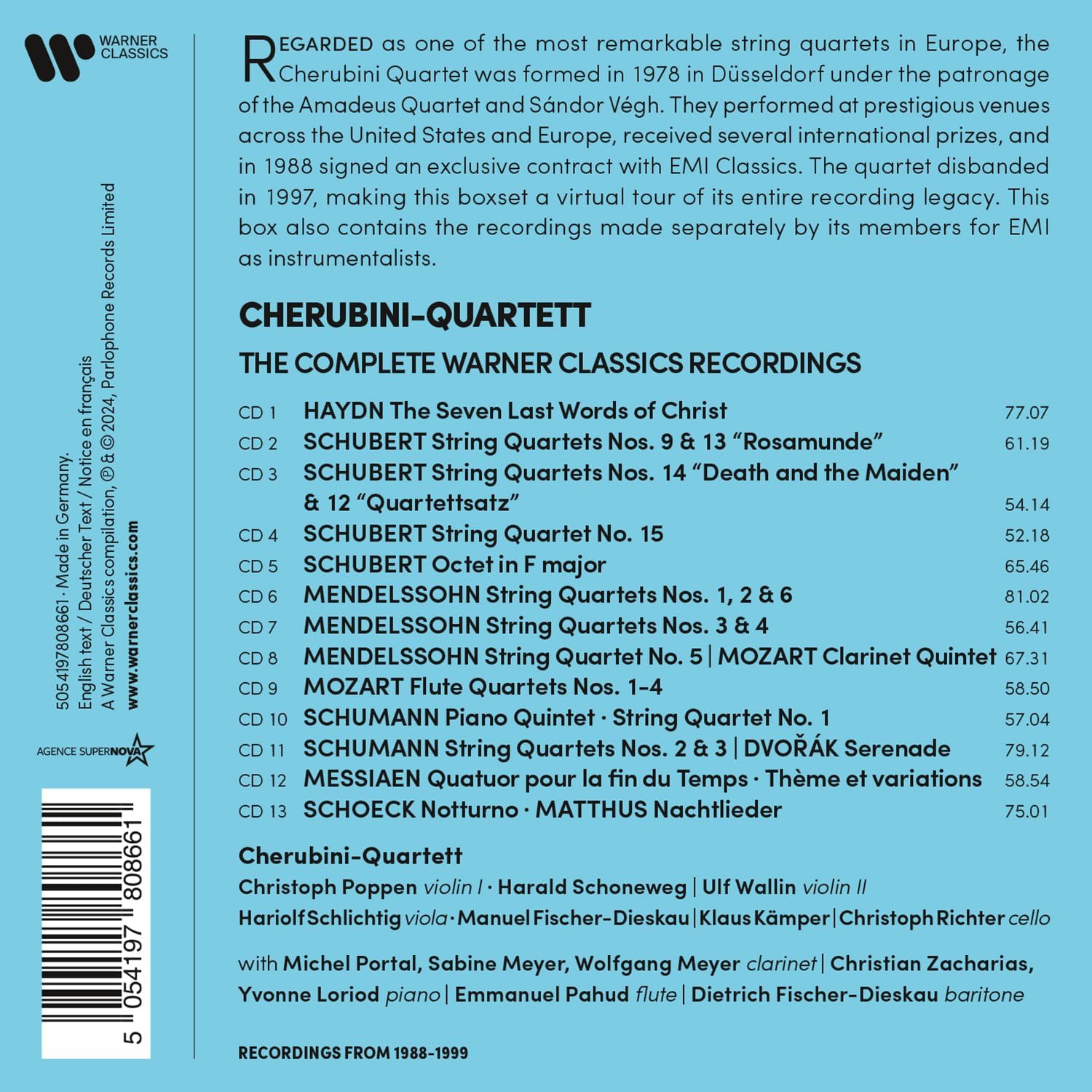 Cherubini Quartet 케루비니 사중주단 워너 레이블 녹음 전집 (The Complete Warner Classics Recordings)