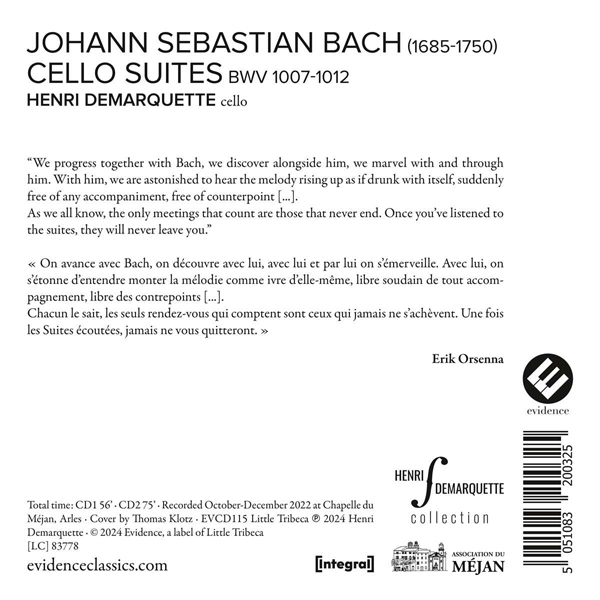 Henri Demarquette 바흐: 무반주 첼로 모음곡 전곡 (Bach:  The Complete Cello Suites)