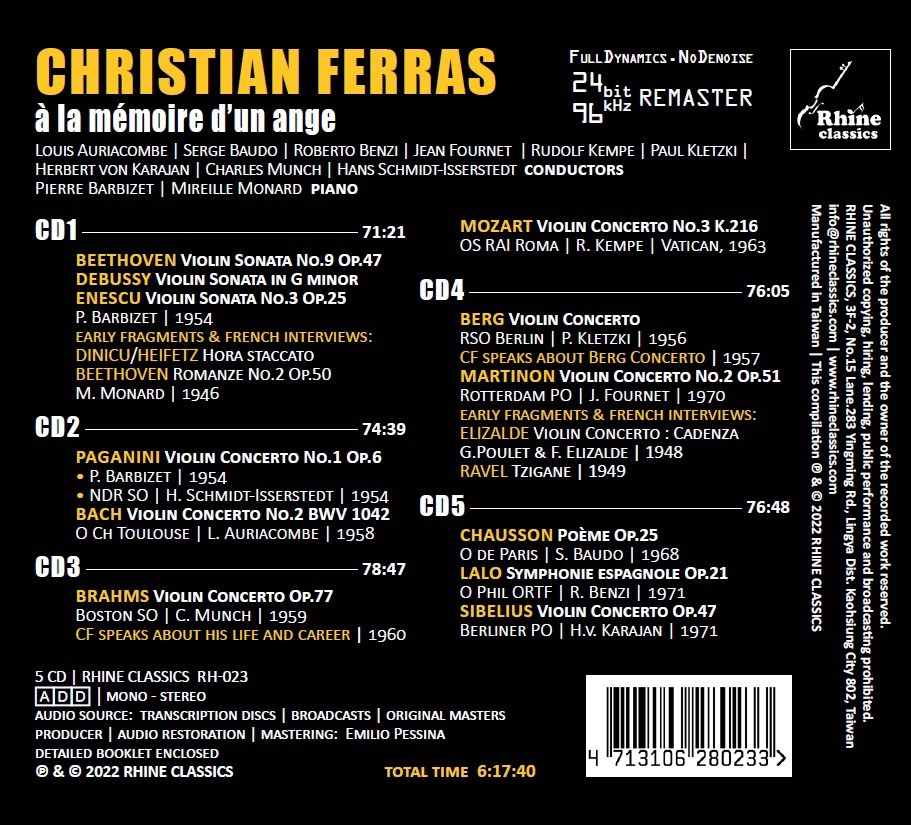 Christian Ferras 크리스티앙 페라스 미공개 실황 연주집 (Live Recordings 1946-1971)