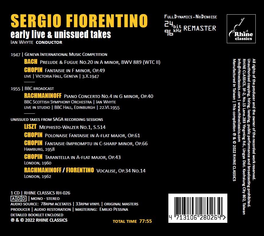 Sergio Fiorentino 세르지오 피오렌티노 초기 실황 및 미발매 녹음 (Early Live & Unissued Takes)
