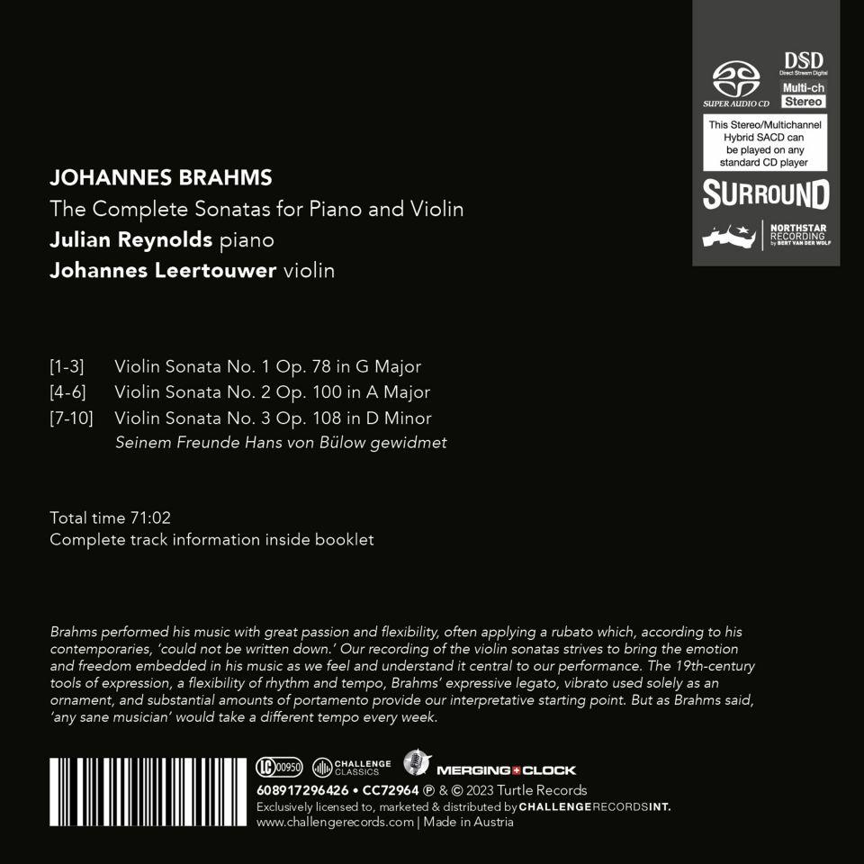 Johannes Leertouwer 브람스: 바이올린 소나타 전곡 (Brahms: The Complete Sonatas for Piano and Violin)