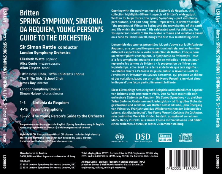 Simon Rattle 브리튼: 봄의 교향곡, 신포니아 다 레퀴엠, 청소년을 위한 관현악 입문 (Britten: Spring Symphony, Sinfonia da Requiem, the Young Person's Guide To the Orchestra)