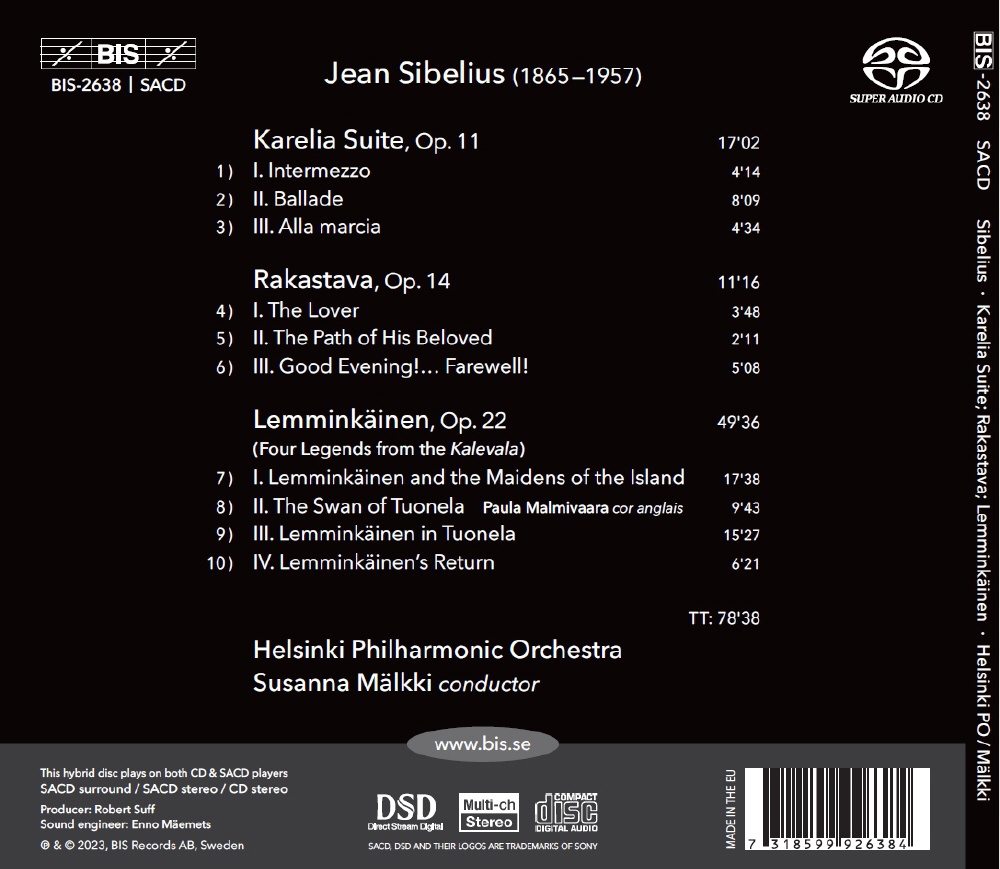 Susanna Malkki 시벨리우스: 카렐리아 모음곡, 연인, 렘민카이넨의 전설 (Sibelius: Karelia Suite Op.11, Rakastava Op.14, Lemminkais-Sarja Op.22)