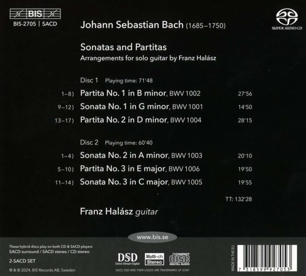 Franz Halasz 바흐: 무반주 바이올린 소나타와 파르티타 [기타 연주반] (Bach: Sonatas and Partitas Arr. for Guitar)