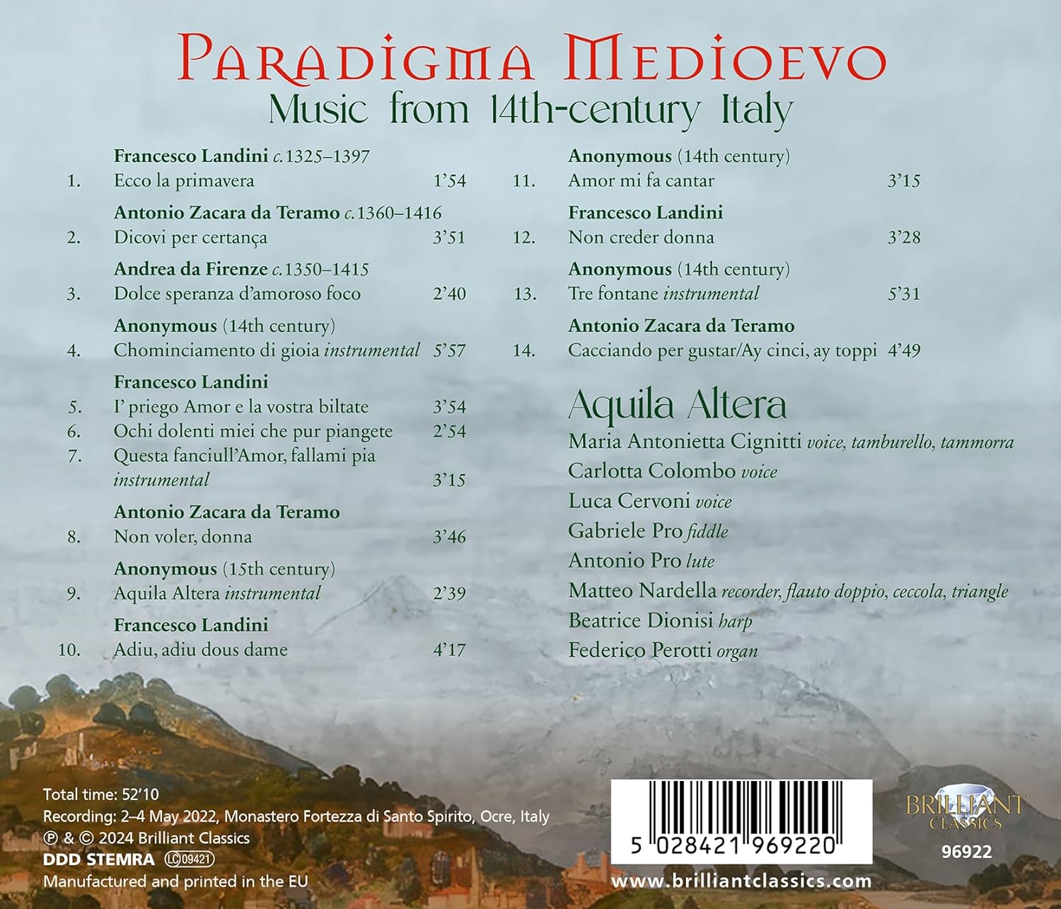 Aquila Altera 14세기 이탈리아 중세음악 모음집 (Paradigma Medioevo: Music from 14h-century Italy)