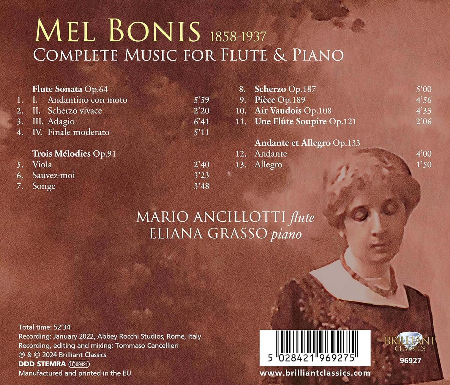 Mario Ancillotti / Eliana Grasso  멜 보니스: 플루트 소나타, 소품 모음집 (Mel Bonis: Complete Music for Flute & Piano)