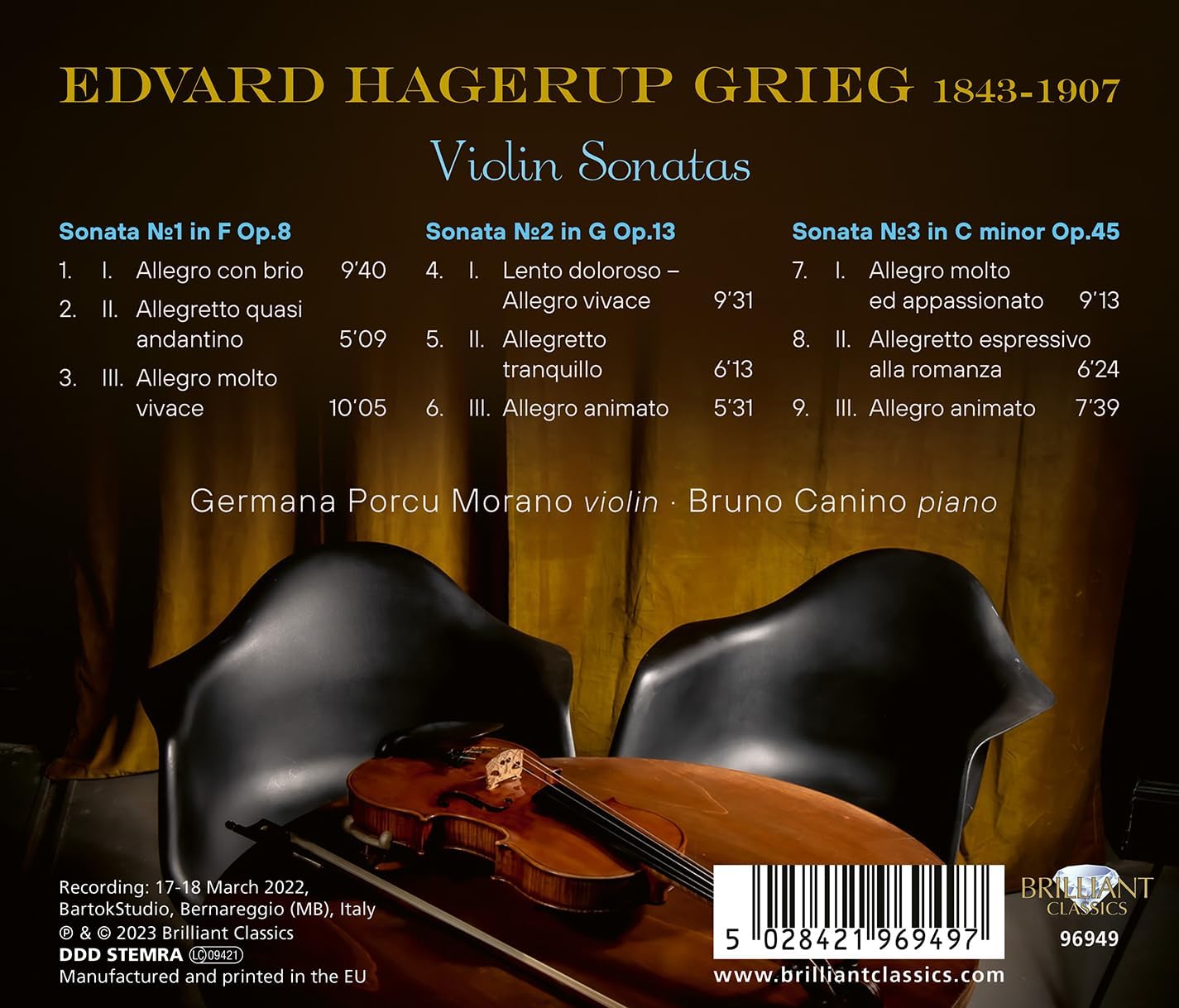Germana Porcu Morano 그리그: 바이올린 소나타 1~3번 (Grieg: Violin Sonatas)