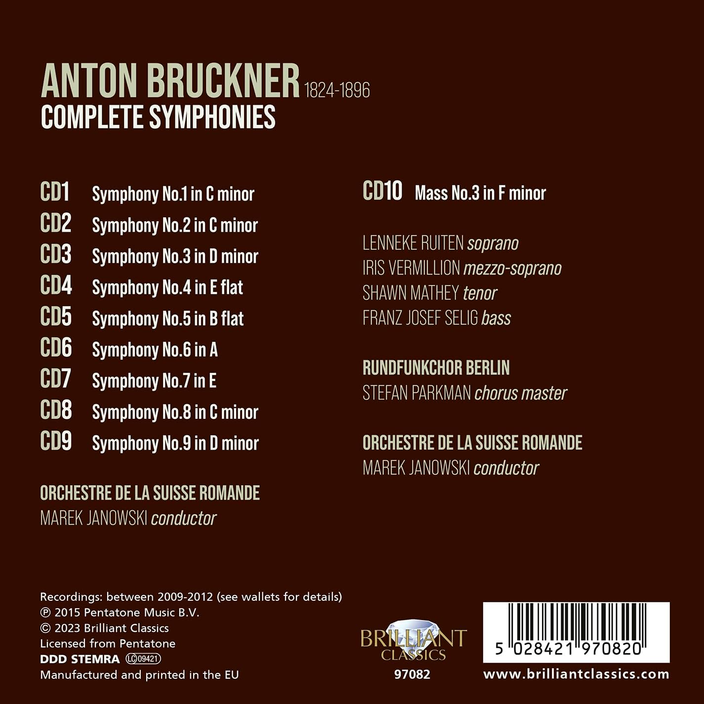 Marek Janowski 브루크너: 교향곡 1~10번 (Bruckner: Complete Symphonies)