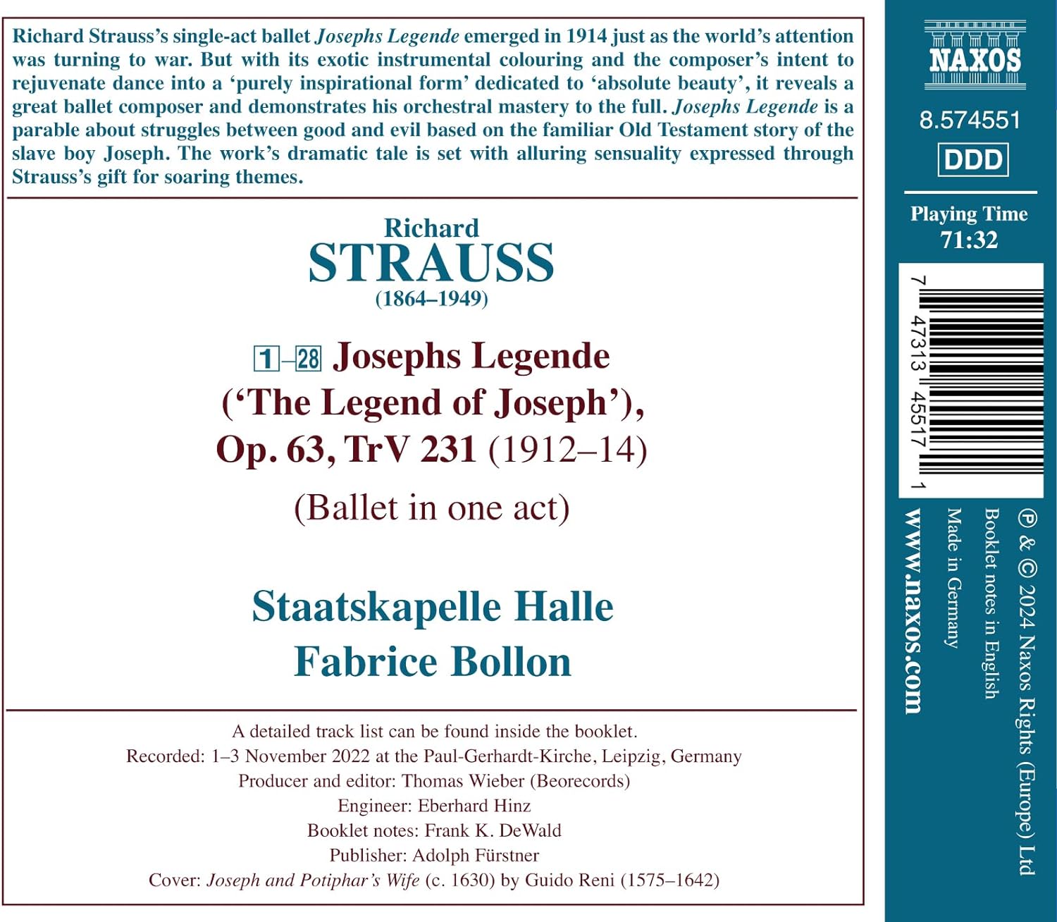 Staatskapelle Halle 슈트라우스: 발레 음악 `요셉의 전설` (R. Strauss: Josephs Legende)