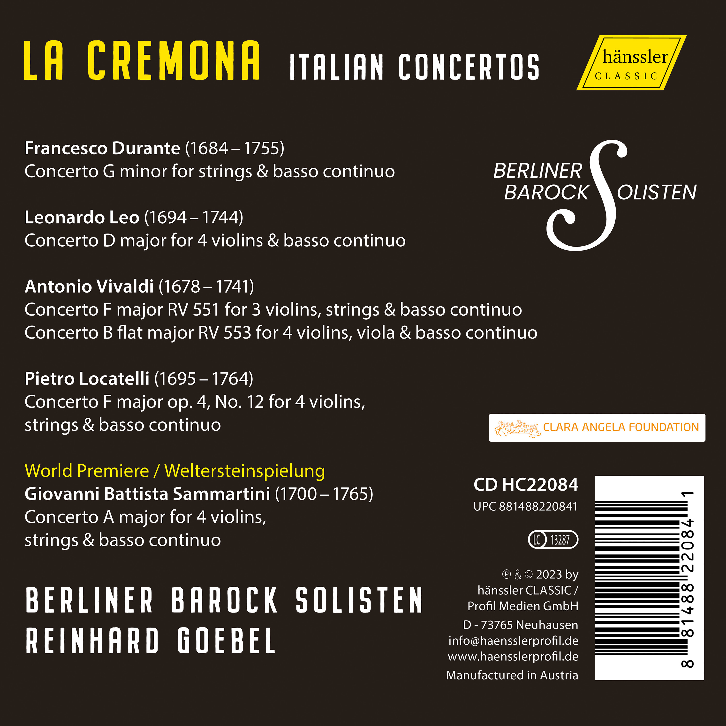 Reinhard Goebel 라 크레모나 - 3대와 4대의 바이올린을 위한 이탈리아 작곡가들의 협주곡들 (La Cremona - Concerti per 3 & 4 violini)