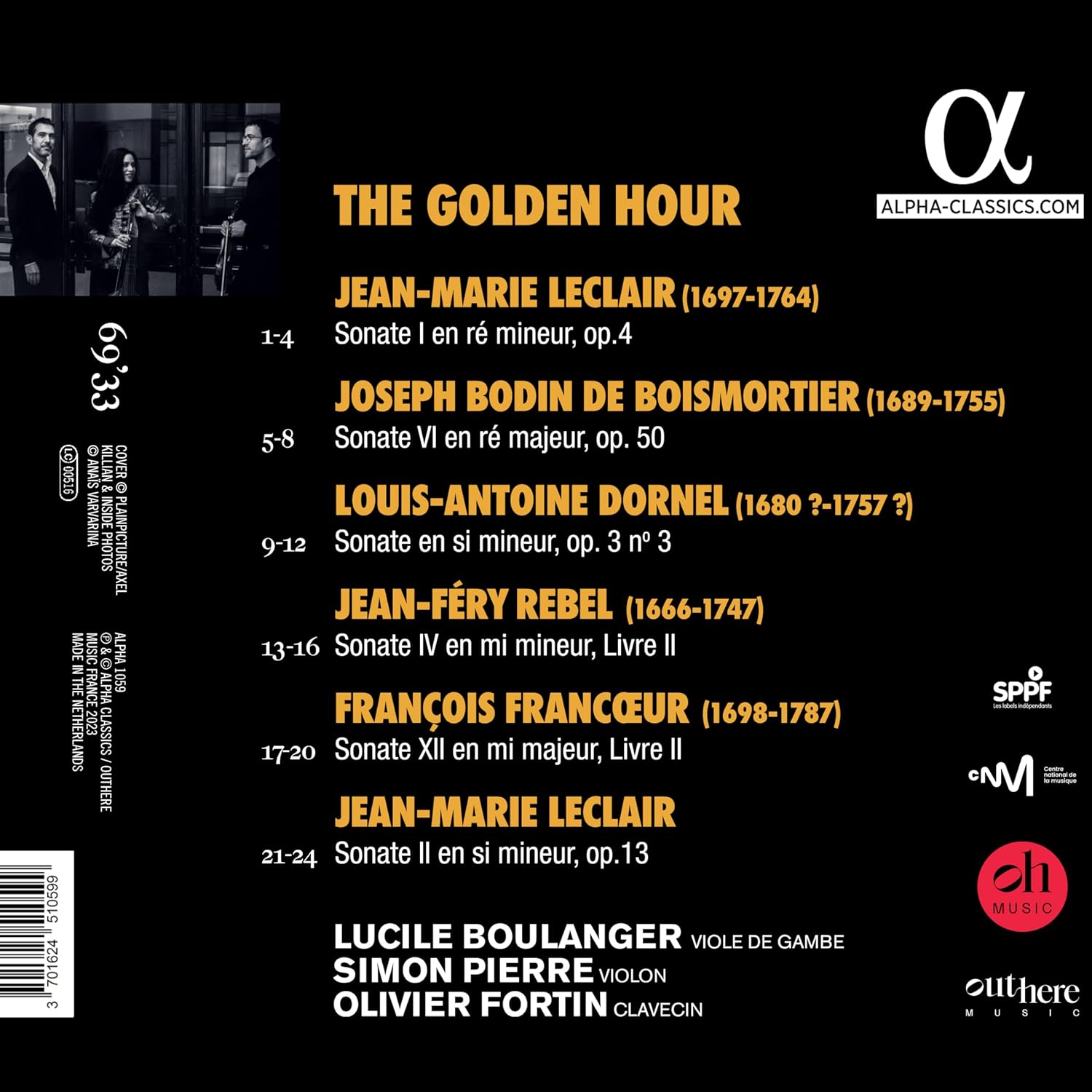 Lucile Boulanger / Simon Pierre / Olivier Fortin 르클레어, 프랑쾨르, 르벨: 바이올린과 비올을 위한 소나타 (The Golden Hour)