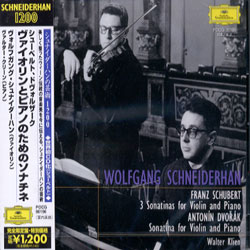 Schubert : 3 Violin Sonatina / Dvorak : Violin Sonatina : Wolfgang Schneiderhan