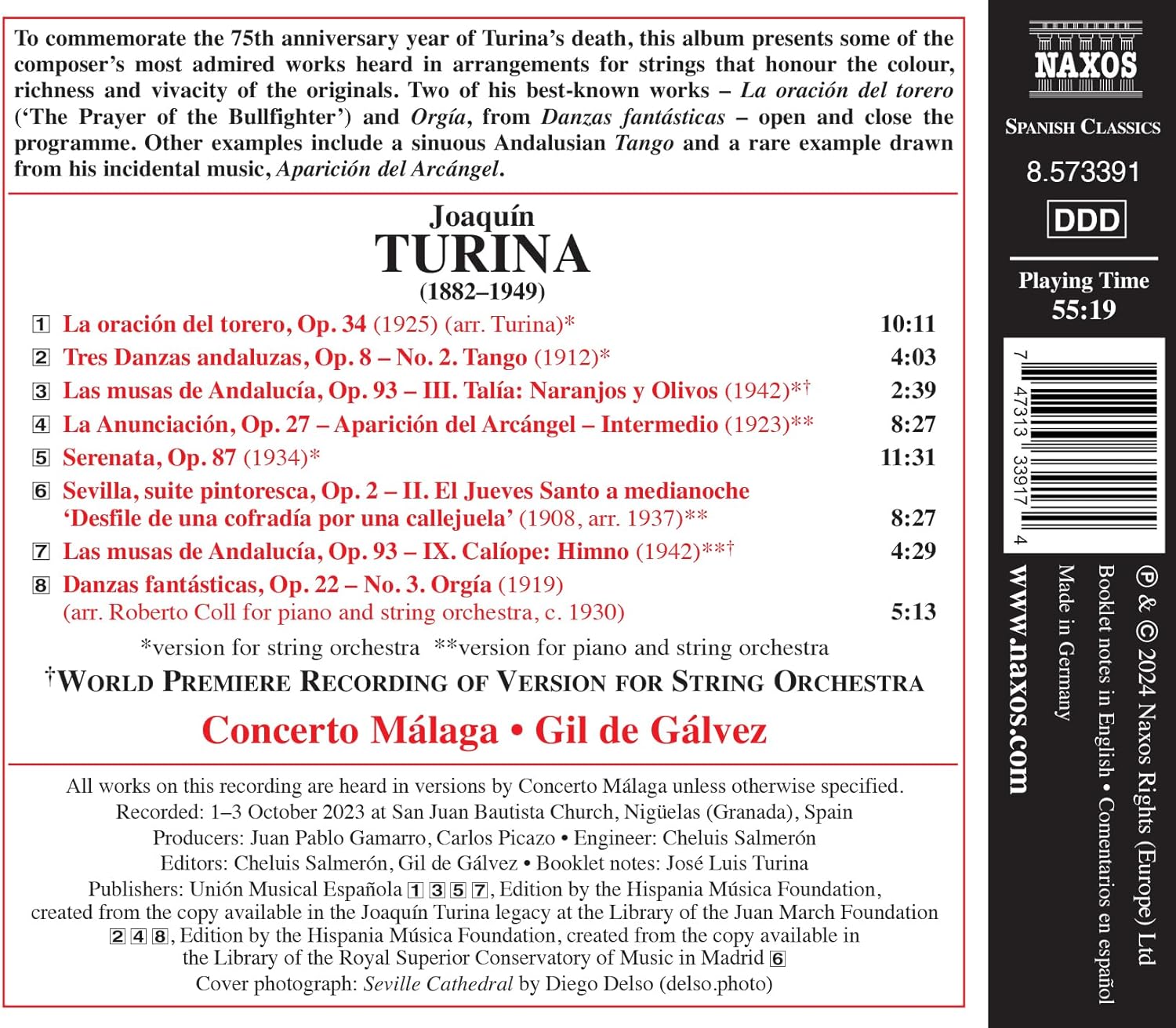 Gil de Galvez 투리나: 현악 오케스트라를 위한 작품집 (Turina: Works For Strings)