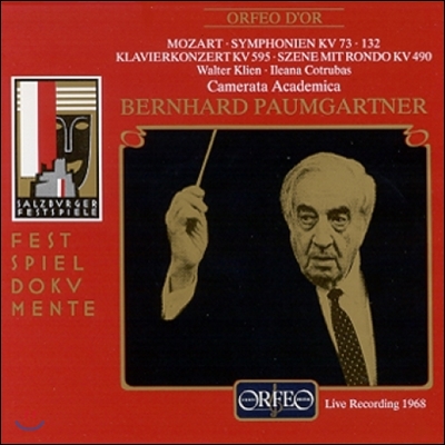 Bernhard Paumgartner 모차르트: 교항곡, 피아노 협주곡 (Mozart: Symphonies KV 73, 132, Piano Concerto)