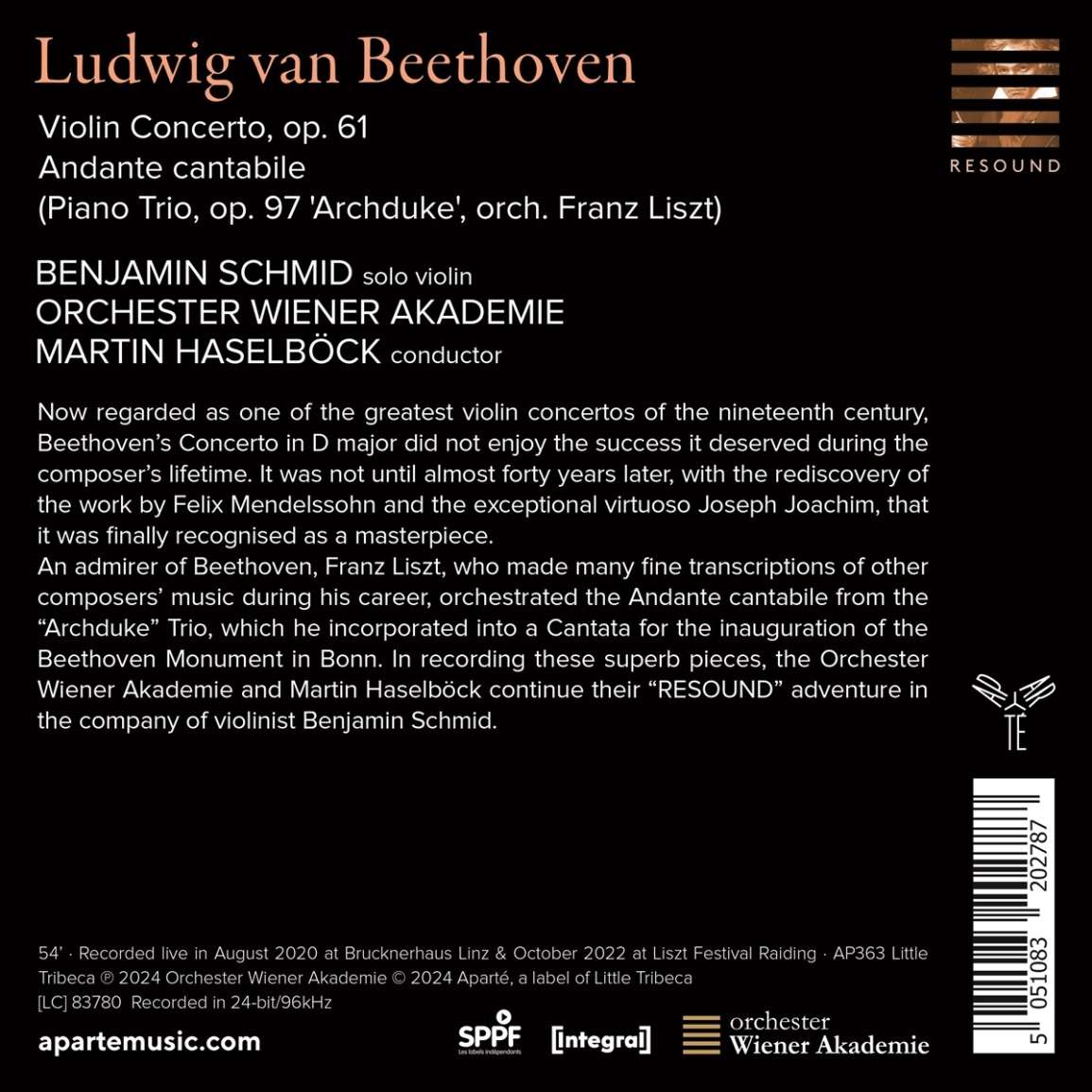 Benjamin Schmid 베토벤: 바이올린 협주곡, 안단테 칸타빌레 (Beethoven: Violin Concerto Op.61, Andante Cantabile)