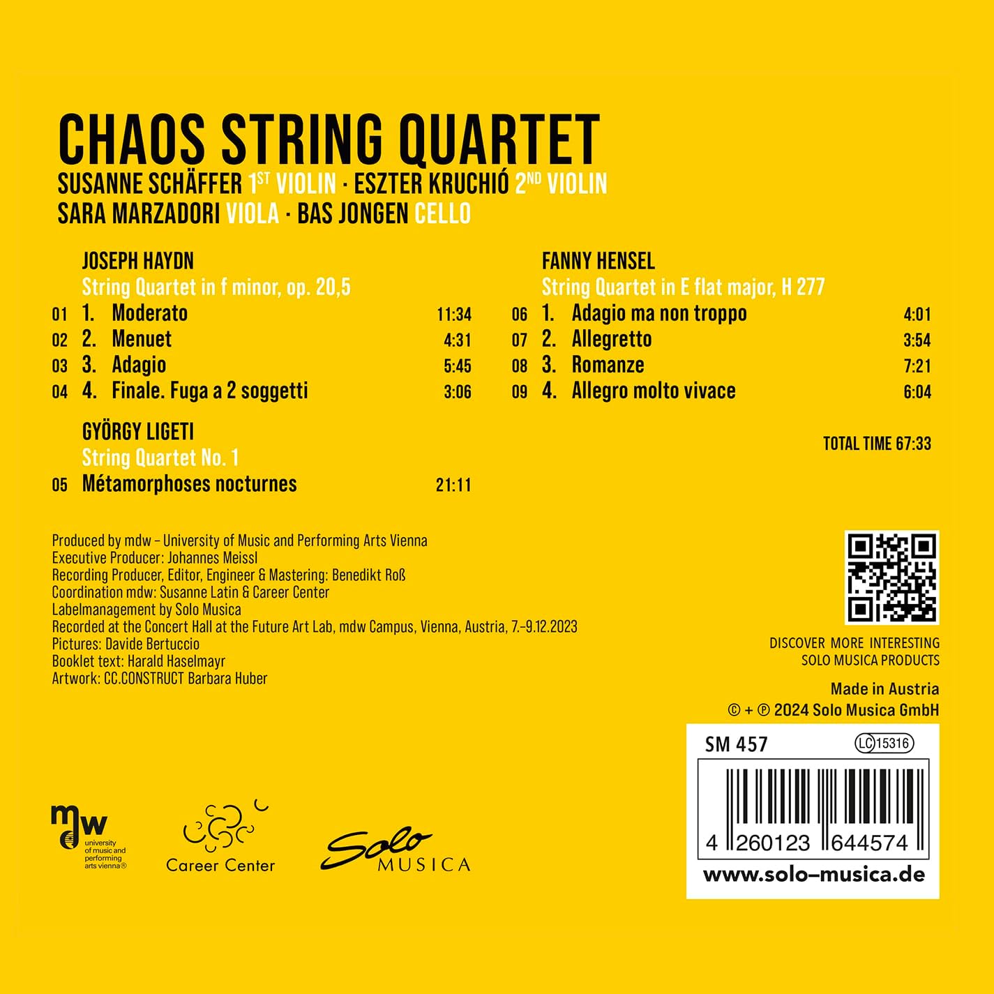 Chaos String Quartet 하이든 / 파니 멘델스존 / 리게티: 현악 사중주 (Haydn-Ligeti-Hensel)