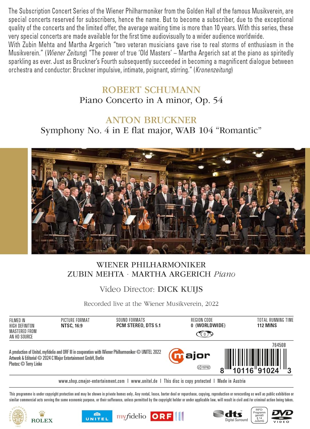 Martha Argerich / Zubin Mehta 주빈 메타와 마르타 아르헤리치의 슈만, 브루크너 (Vienna Philharmonic: the Exclusive Subscription Concert Series)