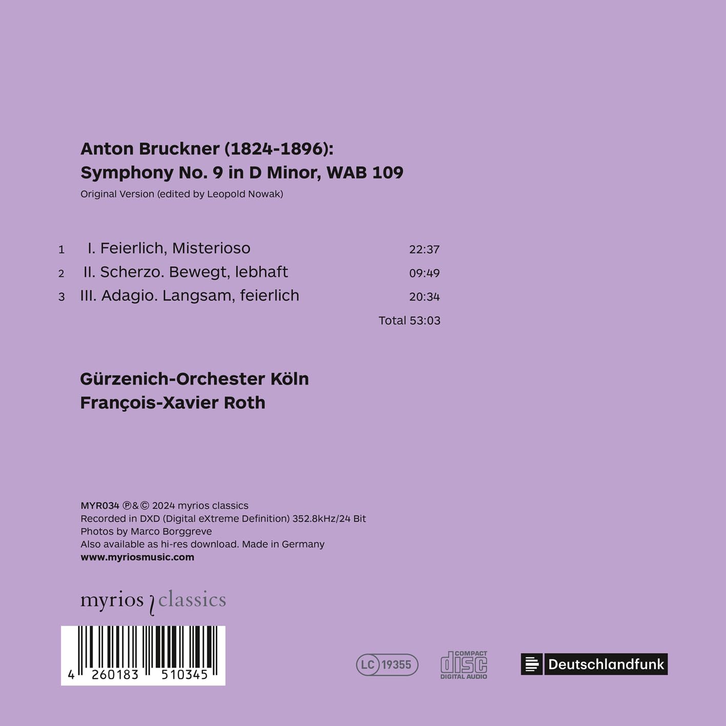 Francois-Xavier Roth 브루크너: 교향곡 9번 (Bruckner: Symphony No. 9 - original Version)