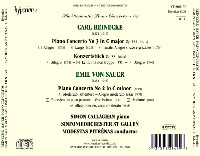 낭만주의 피아노 협주곡 87집 - 라이네케 / 자우어 (The Romantic Piano Concerto Vol.87 - Reinecke / Sauer)