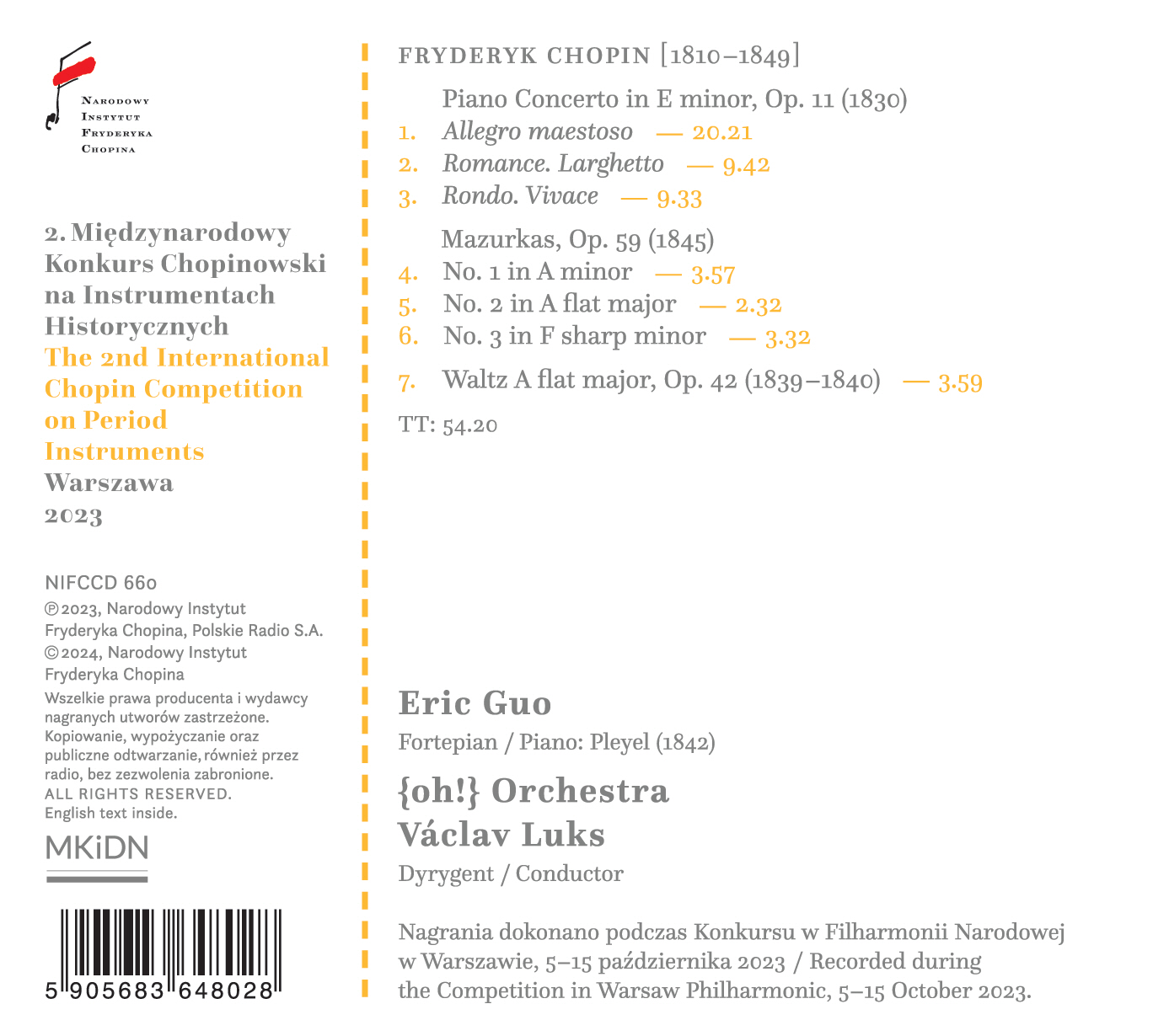 Eric Guo 쇼팽: 피아노 협주곡 1번, 마주르카, 왈츠 (Chopin Album (2nd International Chopin Competition on Period Instruments, 2023)