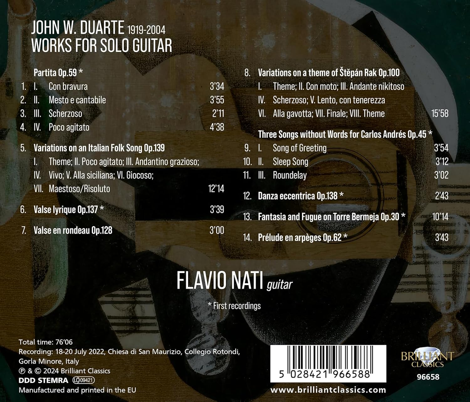 Flavio Nati 듀어트: 기타 독주곡 (Duarte: Works For Solo Guitar)