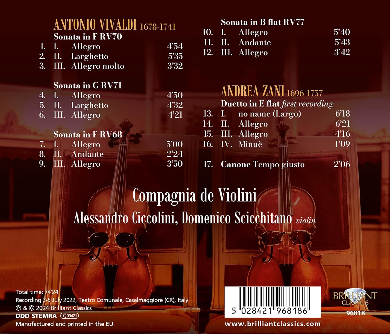 Campagnia de Violini 비발디: 두 대의 바이올린을 위한 소나타 외 (Vivaldi: Sonatas For 2 Violins)