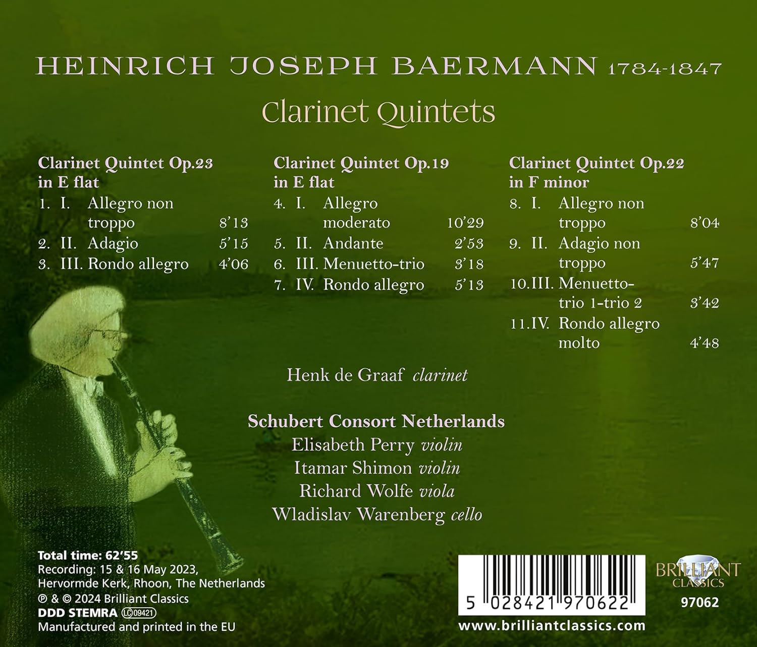 Henk de Graaf  베어만: 클라리넷 오중주 (Baermann: Clarinet Quintets)