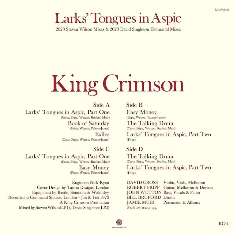 King Crimson (킹 크림슨) - Larks' Tongues In Aspic [2LP]