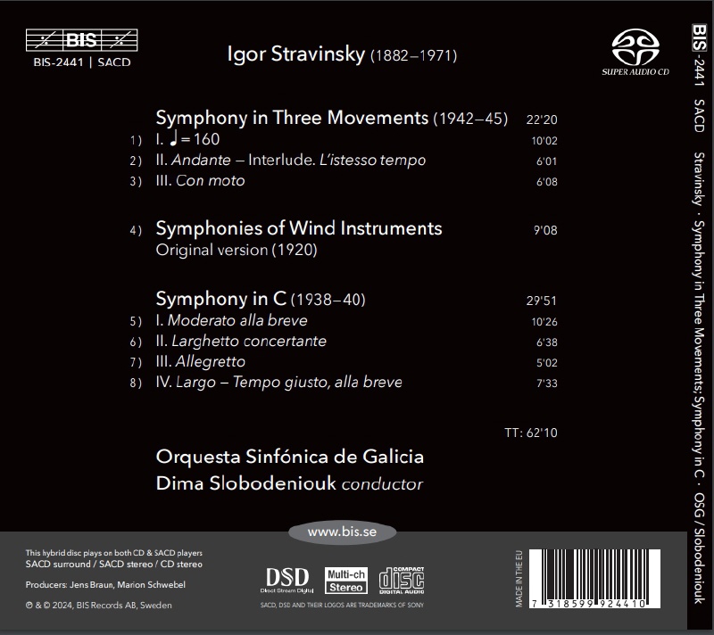 Dima Slobodeniouk 스트라빈스키: 교향곡 (Stravinsky: Symphony In Three Movements, Symphony In C)