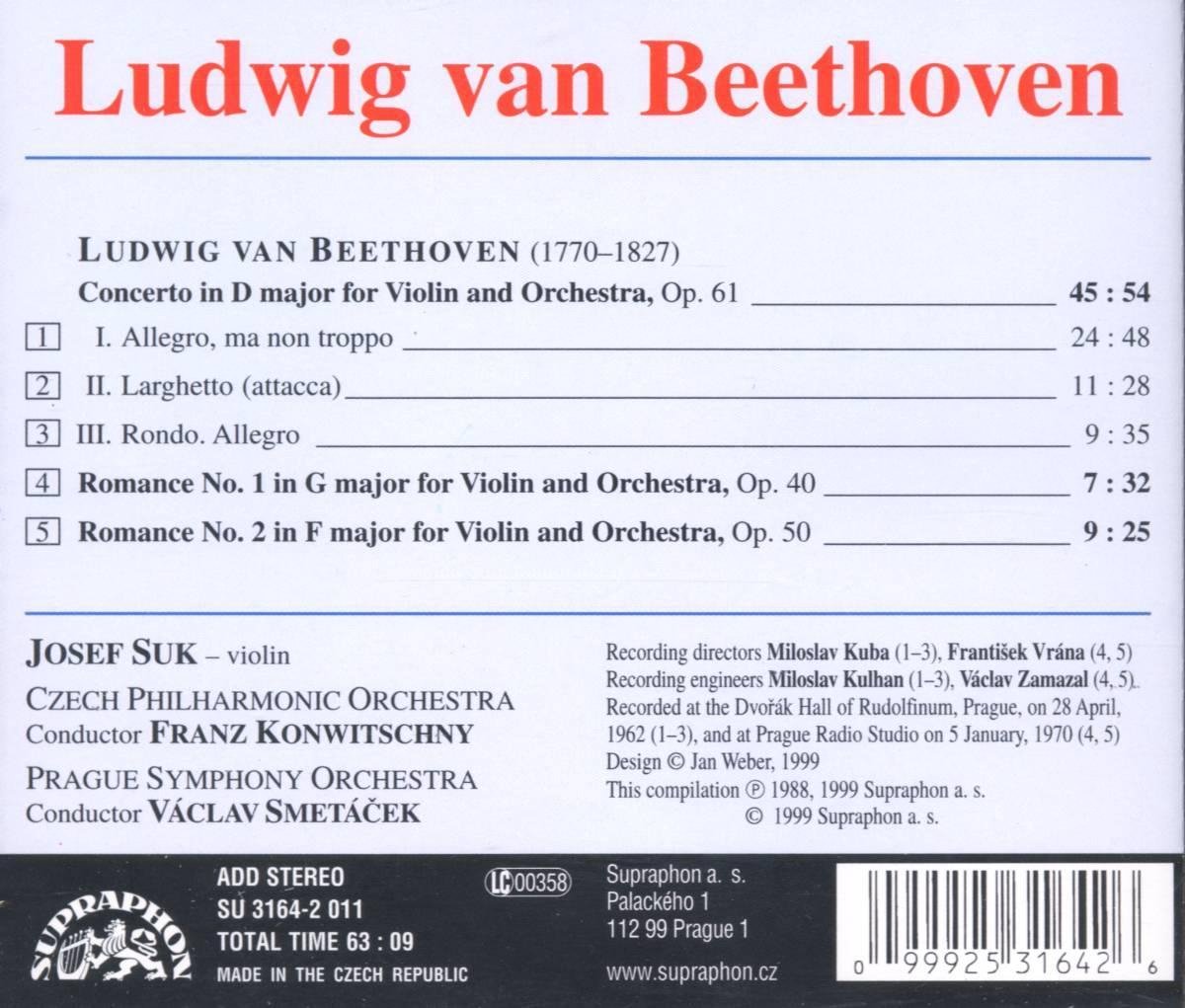 Vaclav Smetacek 베토벤: 바이올린 협주곡, 로망스 1번, 2번 (Ludwig Van Beethoven: Violin Concerto, Romance No.1, No.2)