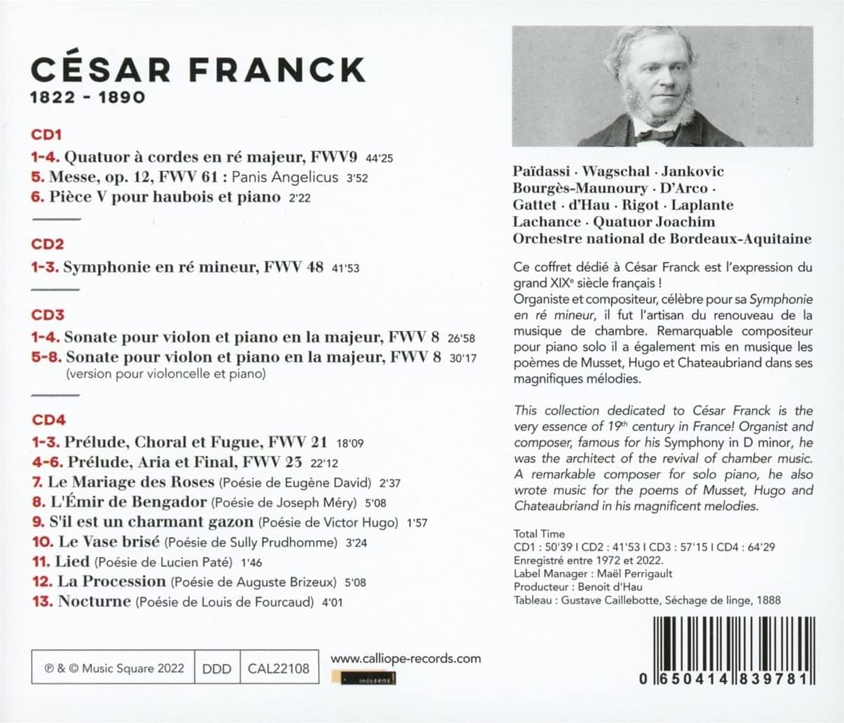 프랑크: 교향곡, 실내악곡, 피아노곡, 가곡 (Franck: Chamber Music)