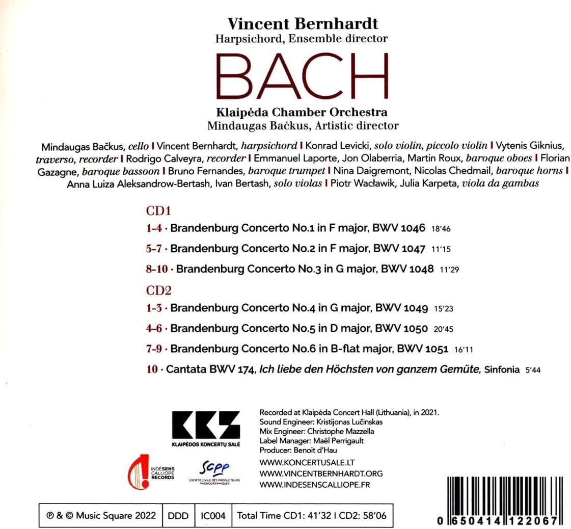 Vincent Bernhardt 바흐: 브란덴부르크 협주곡 전곡 (Bach: Brandenburg Concertos)