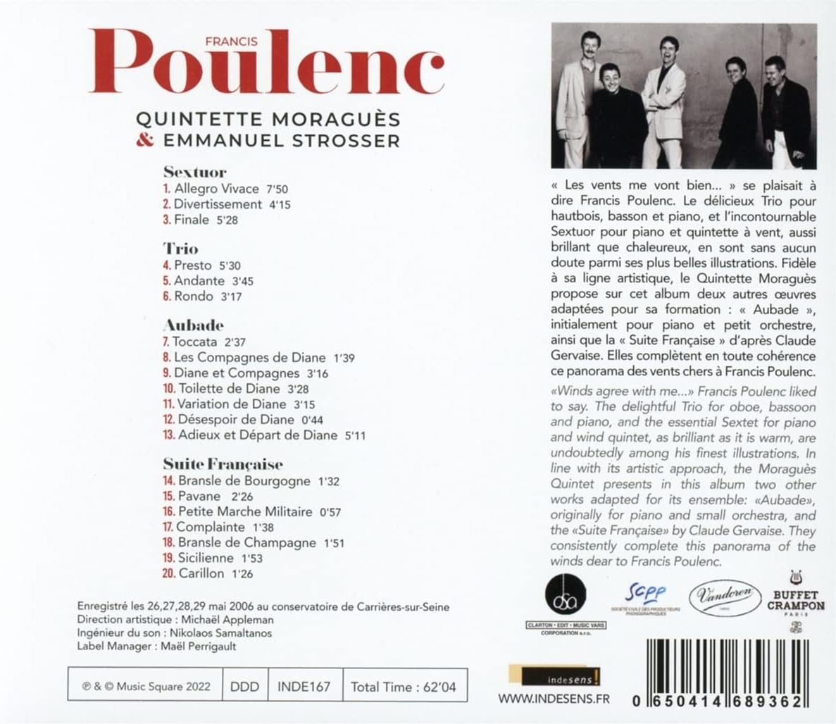 Quintette Moragues / Emmanuel Strosser 풀렝크: 육중주, 삼중주, 오바드, 프랑스 모음곡 (Quintette Moragues: Poulenc)
