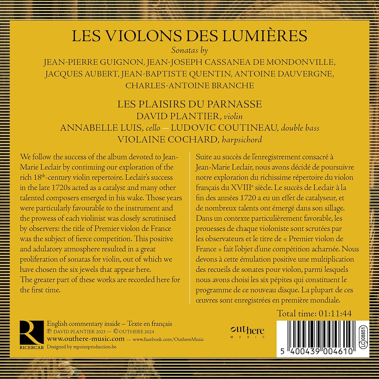David Plantier 18세기 프랑스 바이올린 소나타 (Les Violons Des Lumieres)