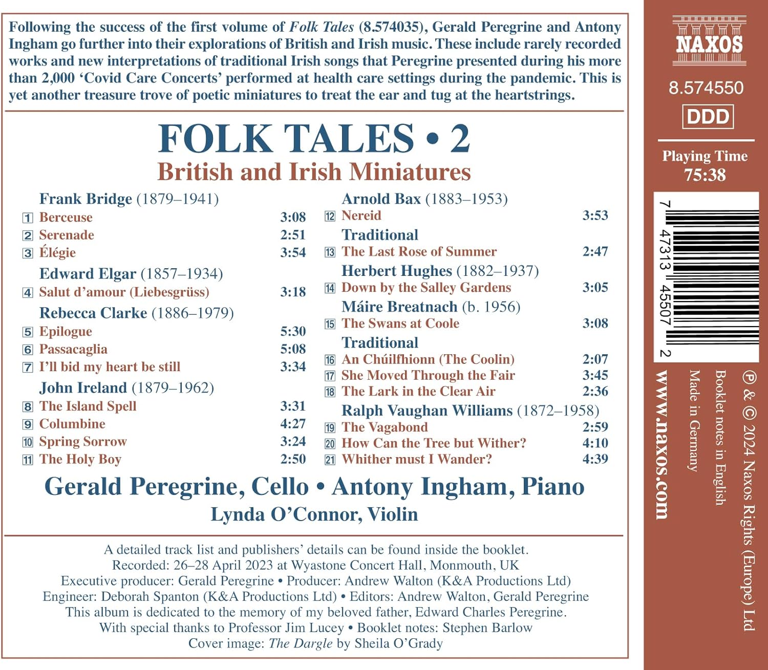 Gerald Peregrine / Antony Ingham / Lynda O'Connor 영국 작곡가들의 첼로와 피아노를 위한 소품 2집 (Folk Tales Vol.2: British And Irish Miniatures)