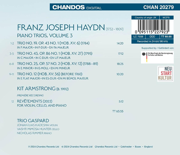 Trio Gaspard 하이든: 피아노 트리오 3집 (Haydn: The Complete Piano Trios, Vol. 3)