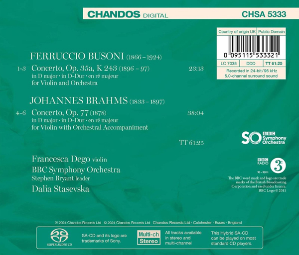 Dalia Stasevska 브람스 & 부조니: 바이올린 협주곡 (Brahms & Busoni: Violin Concertos)