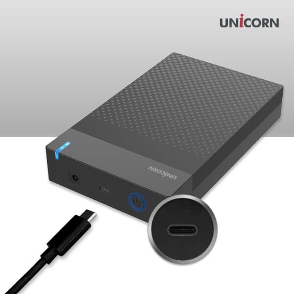 유니콘 HDD-500V  USB3.1 C to A 유무선 외장하드케이스 3.5인치 원터치 슬라이드 조립