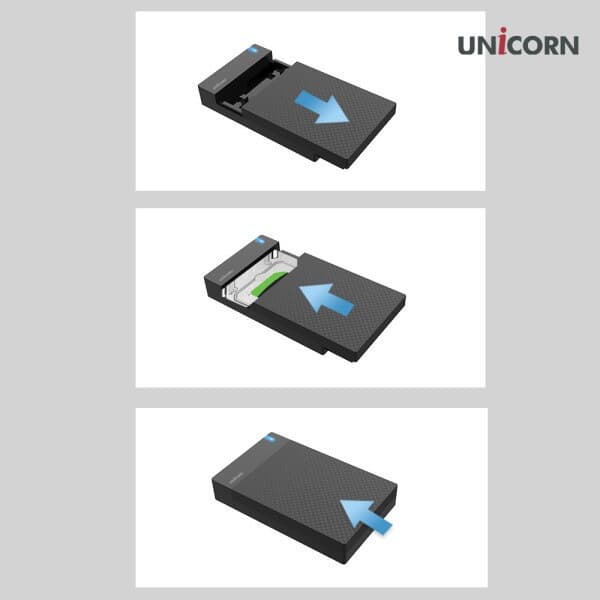 유니콘 HDD-500V  USB3.1 C to A 유무선 외장하드케이스 3.5인치 원터치 슬라이드 조립