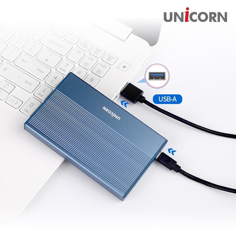 유니콘  HDD-800VA USB3.2 Gen2 2.5인치 HDD SSD 외장하드케이스 A+C젠더 알루미늄 간편조립