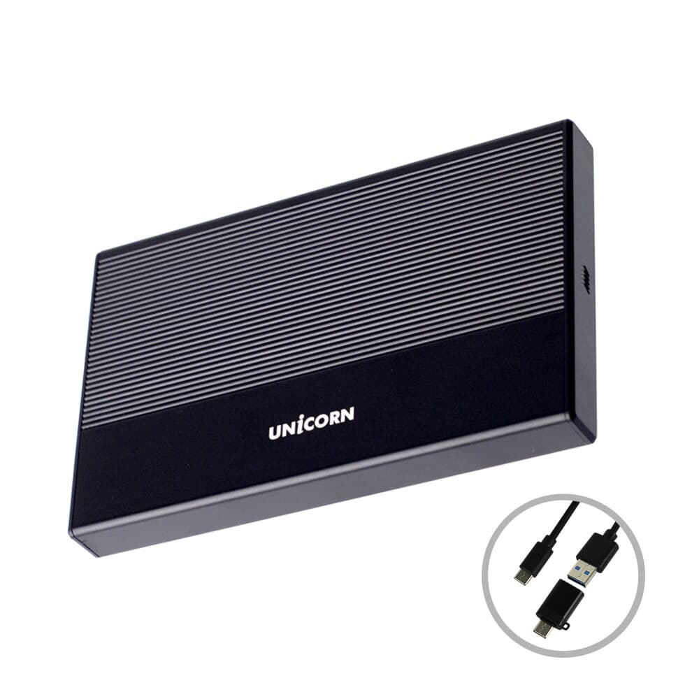 유니콘  HDD-700VA USB3,1 5G C타입 A C젠더 2,5인치 외장하드케이스 알루미늄 슬라이드조립