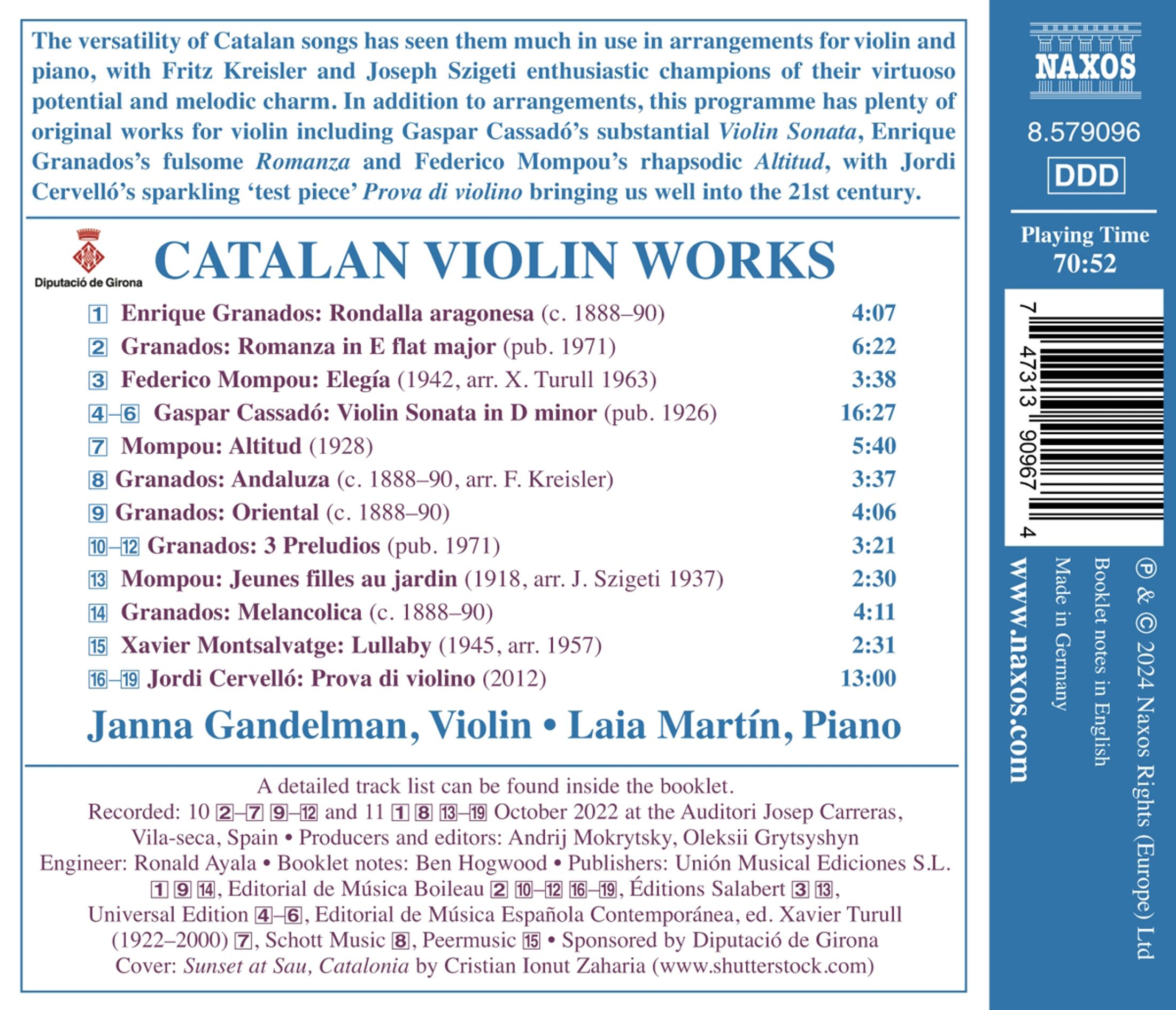 Janna Gandelma ‘카탈루냐의 바이올린 작품들’ (Catalan Violin Works)