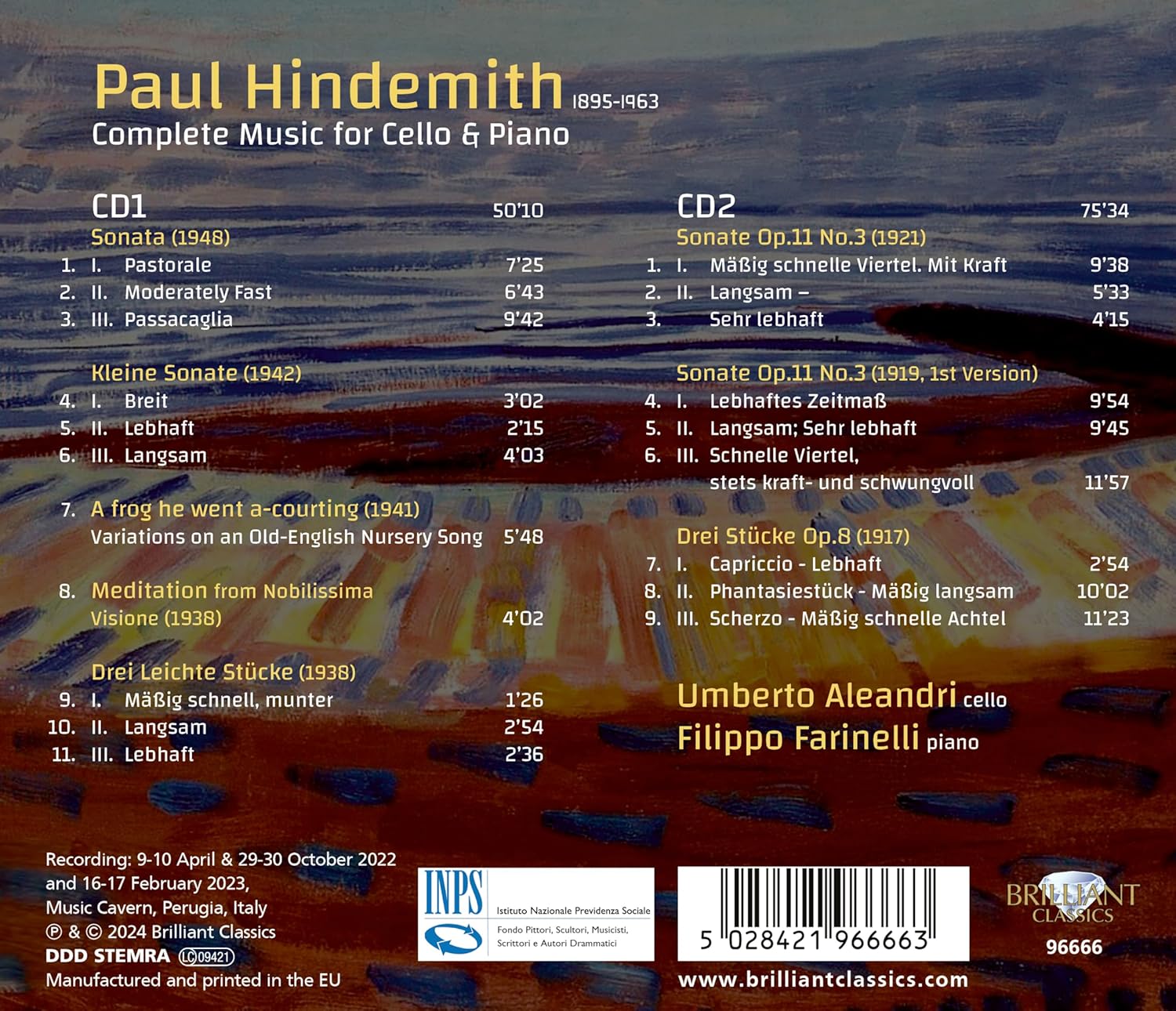 Umberto Aleandri / Filippo Farinelli 힌데미트: 첼로와 피아노를 위한 작품 전곡 (Hindemith: Complete Music For Cello And Piano)