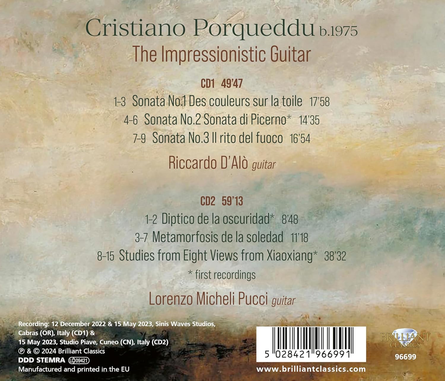 Riccardo D'Alò / Lorenzo Micheli Pucci 크리스티아노 포르케두 - ‘인상주의적 기타’ (Porqueddu: The Impressionistic Guitar)