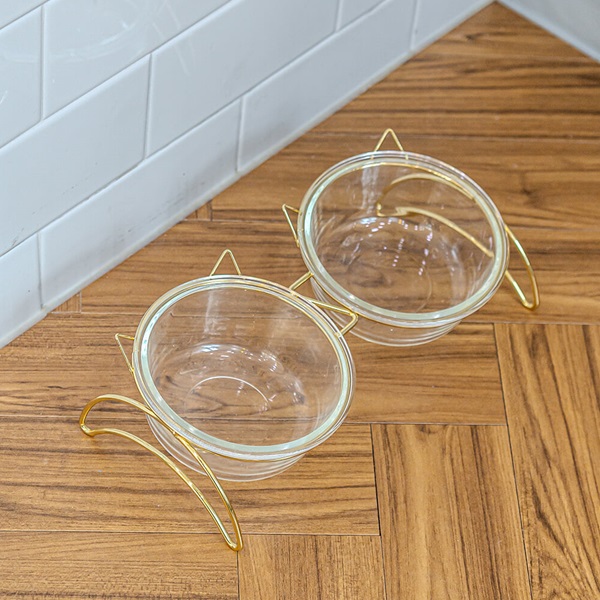 [레토] 강아지 밥그릇 고양이 물그릇 유리 식기 식탁세트 (LCA-RG03)