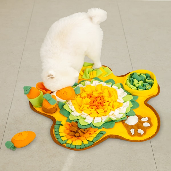 [레토] 강아지 노즈워크 장난감 플라워 소리나는 당근밭 담요매트 (LDG-NW02)
